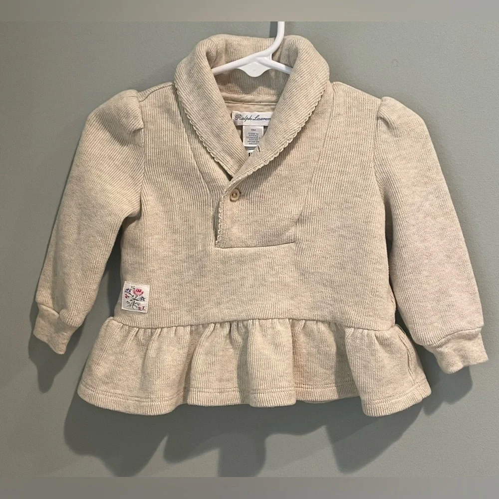 Ralph Lauren Girls' French-Rib Cotton‎ Pullover-Size 9 months